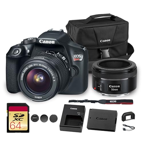 Canon EOS Rebel T6 DSLR Camera with 18-55mm Lens | 18MP APS-C CMOS Sensor, Built-in Wi-Fi & Full HD Video | for Beginners, Travel & Everyday Photography (1159C003) + EF 50mm f/1.8 STM Lens + More