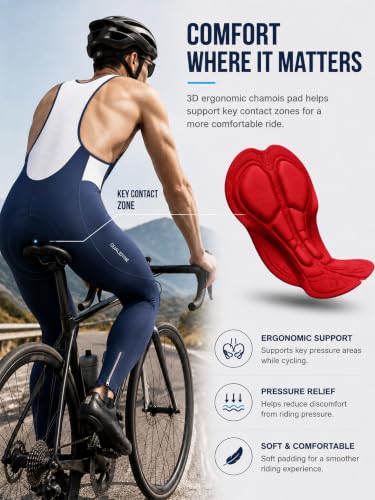 Image of qualidyne Men's Cycling Bike Bib Long Pants Cycling Tights with 3D Breathable Pad, Excellent Performance & Better Fit