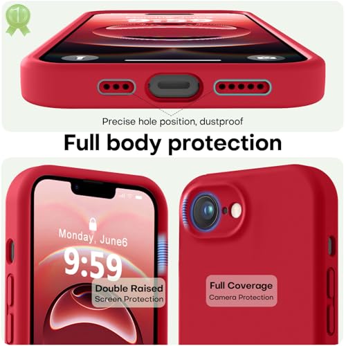 Image of LOVE 3000 Designed for iPhone 16e /17e Case, Premium Silicone with [Soft Anti-Scratch Microfiber Lining] Shockproof Protective Phone Case for Men Women Girls 6.1 inch, Red