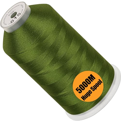 Image of New brothread - Single Huge Spool 5000M Each Polyester Embroidery Machine Thread 40WT for Commercial and Domestic Machines - Moss Green