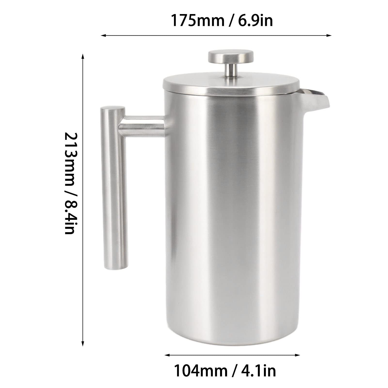 Cafetera De Prensa Francesa, Prensa De Café De Acero Inoxidable A Prueba De óxido Con Aislamiento De Doble Pared De 1 L Con Filtro, Cafetera De Prensa De Café Para Acampar Y Viajar Al Aire Libre