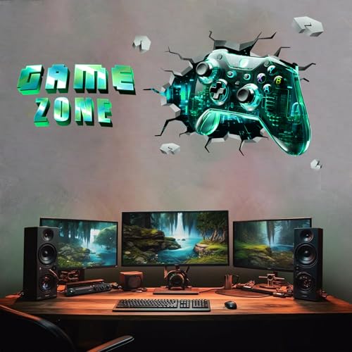 CLDURHGE Vinilos Decorativos de Pared Juveniles en 3D - Mine-craf Pegatinas de Pared y Videojuegos – Fútbol y Construcción para Jóvenes