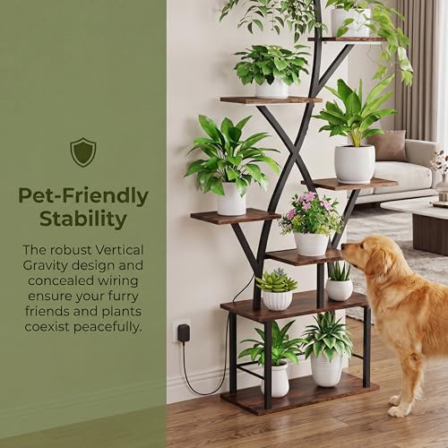 Image of Plant Stand Indoor with Grow Lights 2 Pack Corner Plant Stands 8 Tiered 64 inch Tall Plant Shelf for Indoor Growing Multiple Metal Flower Holder Home Decor Plant Rack for Living Room Patio Balcony
