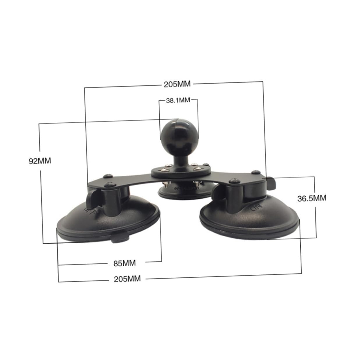 Gatuida Soporte con Triple Ventosa Ajustable para Parabrisas Base de Succión Bloqueable Montaje Seguro Rayaduras para Dispositivos Superficies