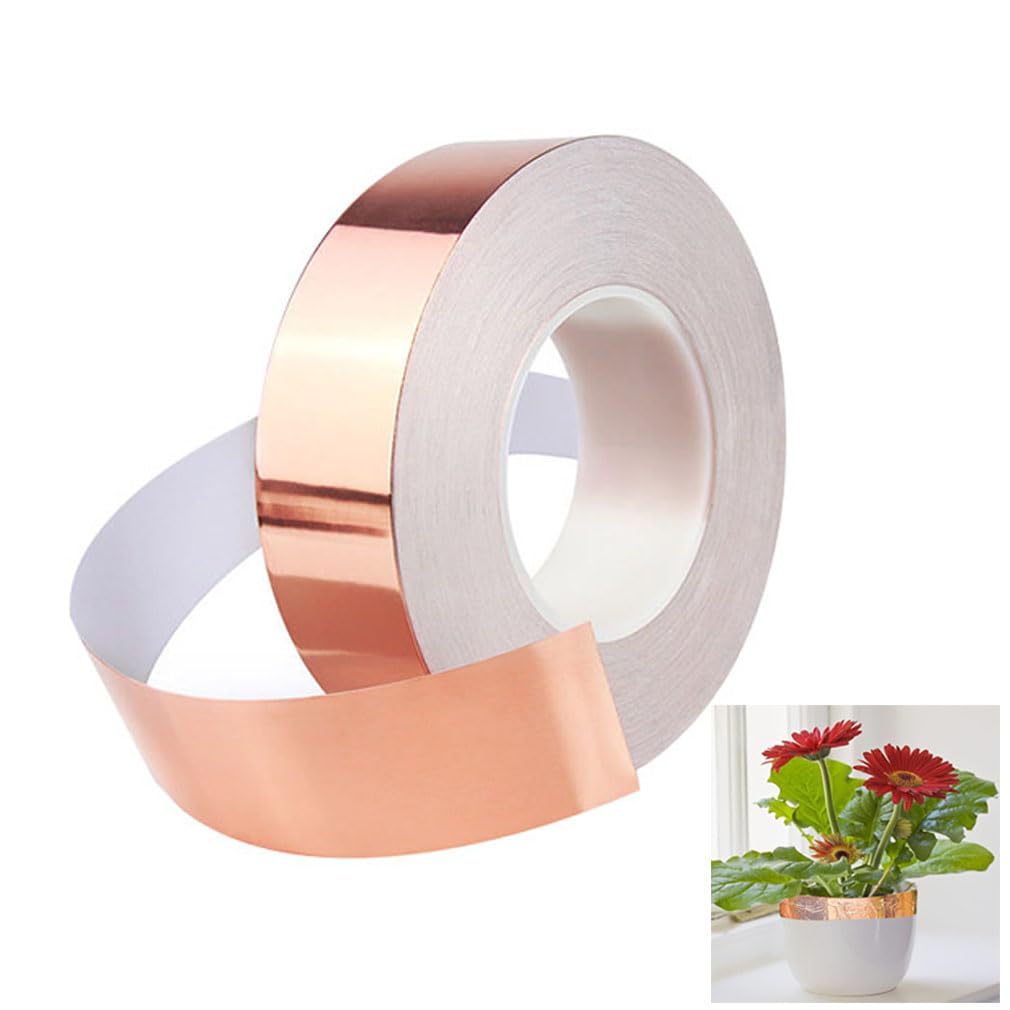 June tech20mm x 25m Copper Slug Tape, Adhesive Copper Slug Snail Repellent Slug Deterrent Barrier Tape for Guitar Emi Shielding,Soldering,Gardens & Plants Protection
