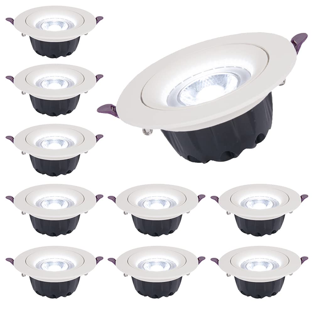 GTHTUHFD Set Of 10,Rotation Retrofits Downlight 5W,7W,12W,18W Led Canless Recessed Lights 2In 2.5In 3In 4In Adjustable Angle Spotlights,No Strobe,Concealed Mounted,7w-4000k