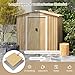 COSTWAY Gerätehaus Metall, Geräteschuppen abschließbar, Gartenhaus mit 4 Luftschlitzen & Schiebetür & Rampe, Garten Schuppen Outdoor, Metallschuppen Geräteschuppen, Natur (196 x 142 x 186 cm)