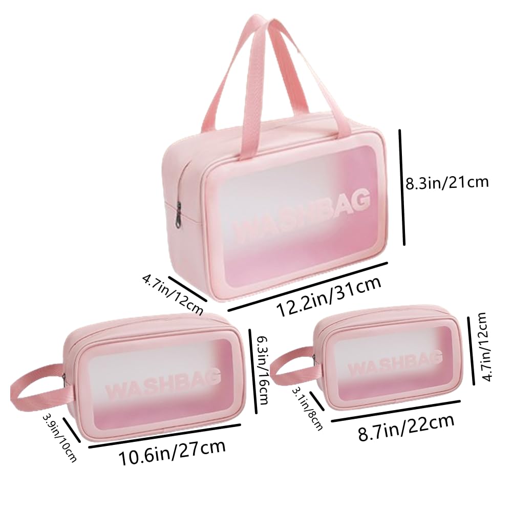 OHAOLYLE Clear Toiletry Bag,Travel Toiletry Bags,Clear Wash Bag for Toiletries,Makeup Bag(PINK)