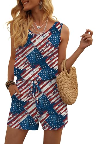 Image of DouBCQ Womens Summer Casual Sleeveless Loose Jumpsuits Romper with Pockets