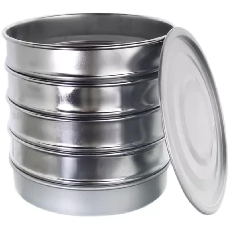 Tamis d'essai standard de laboratoire 304 SUS, cadre chromé, maille filtrante, tamis d'inspection d'échantillonnage conforme à la pharmacopée, diamètre 20 cm, 80-500 mesh(Lid and Bottom)