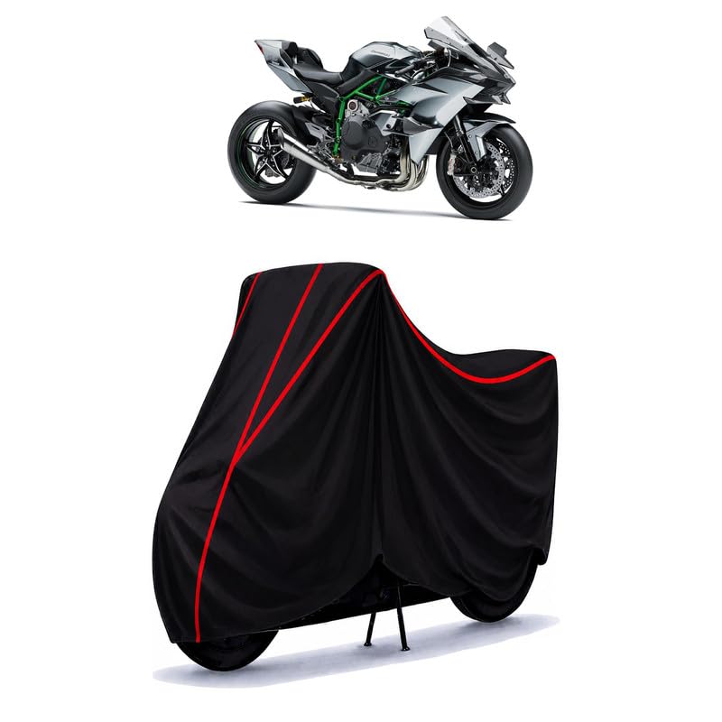 Image of Ninja H2R Water Resistant Bike Cover for All Motorcycles & Rain | Heavy Duty Taffeta Fabric | UV Protection, Dustproof, Scratchproof | All Weather Two Wheeler Body Cover with Elastic Bottom