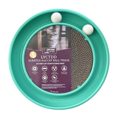 LYCTDD Interactive Cat Ball Track Toy for Indoor Cats, Cat Scratching Board & Exercise Set for Bored Indoor Adult and Kitten Mental & Physical Stimulation, with Spare Ball to Prevent Loss (Green)