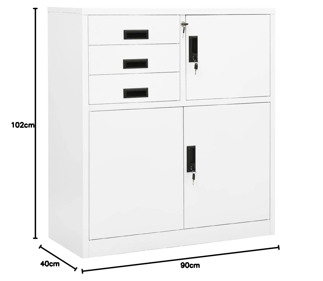 Armadio multiuso Armadio per corridoi Armadio da ingressoArmadio per Ufficio Bianco 90x40x102 cm in Acciaio Adatto a soggiorno, ufficio