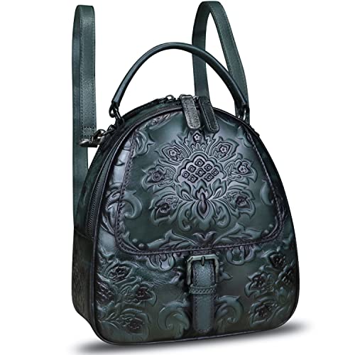 Image of IVTG Genuine Leather Backpack for Women Crossbody Shoulder Bag Vintage Rucksack Fashion Knapsack Purse Daypack Bag (Darkgray)