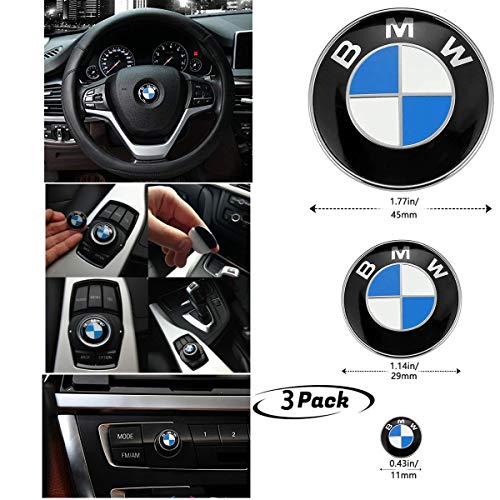 3Piece DIY BMW Steering Wheel Emblem Decal, BMW Multimedia Center Button iDrive Controller Decal, BMW Radio Button Decal, for BMW Decoration Combination