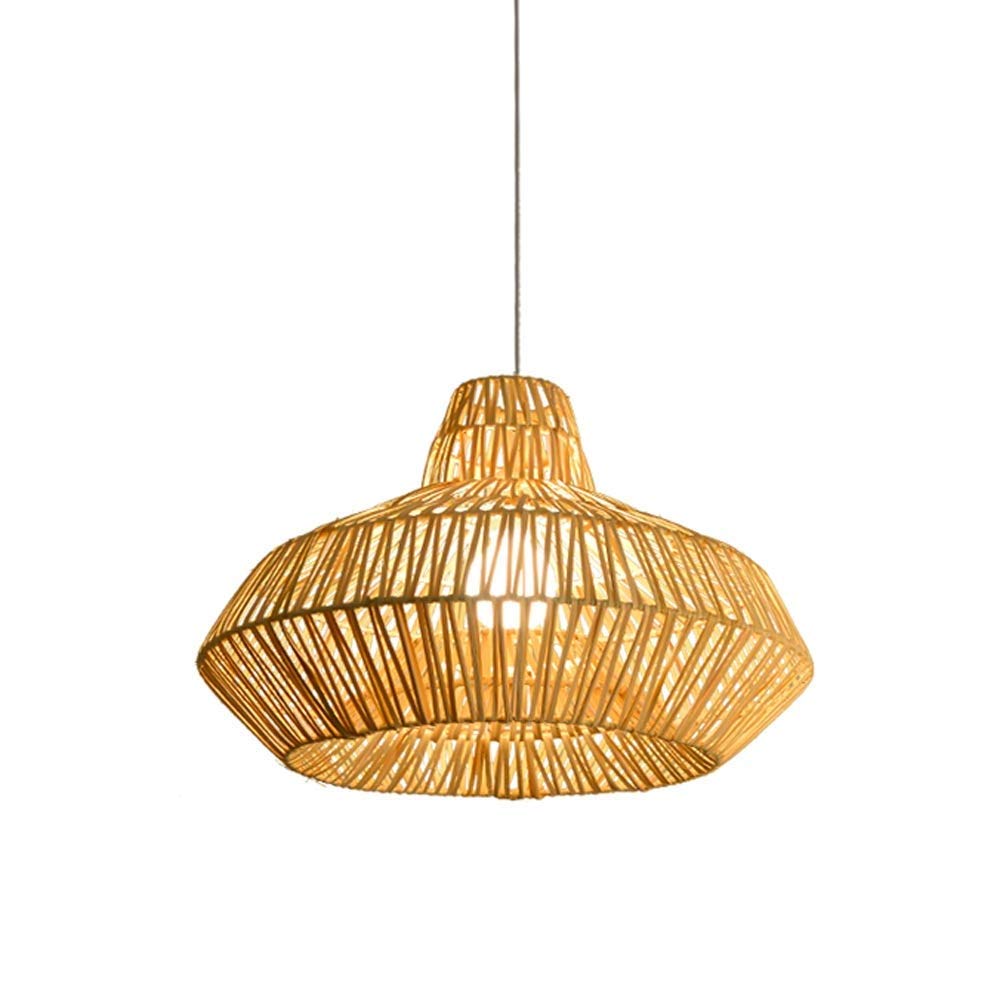 Lustre de plafond de restaurant en bois prestigieux et bambou noble tressé