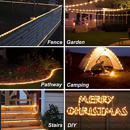 GreenClick LED Rope Lights Outdoor, Connectable 72ft 200 LED String Lights Plug in with Remote, Waterproof Dimmable 8 Modes Fairy String Lights with Timer for Christmas Deck Patio Pool Wedding Party