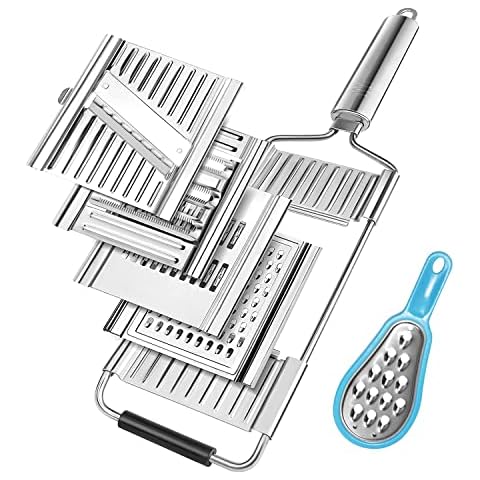 MiHerom Handheld Food Grater,Professional Zester Slicing Set with 4 Interchangeable Blades for Lime,Cheese,Garlic,Ginger,Chocolate,Vegetable,Fruits Cover
