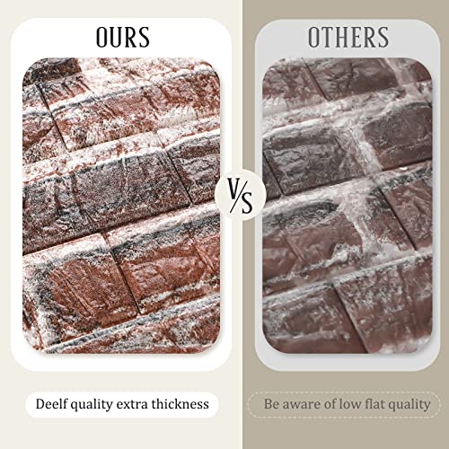 Colarr 60 Pcs 58 Sq ft 3D Wall Panels Peel and Stick Faux Foam 3D Brick Wallpaper Faux Paneling Adhesive Wall Covering Panels Decorative Medieval Tiles Waterproof for Bedroom(Red Brick Color)