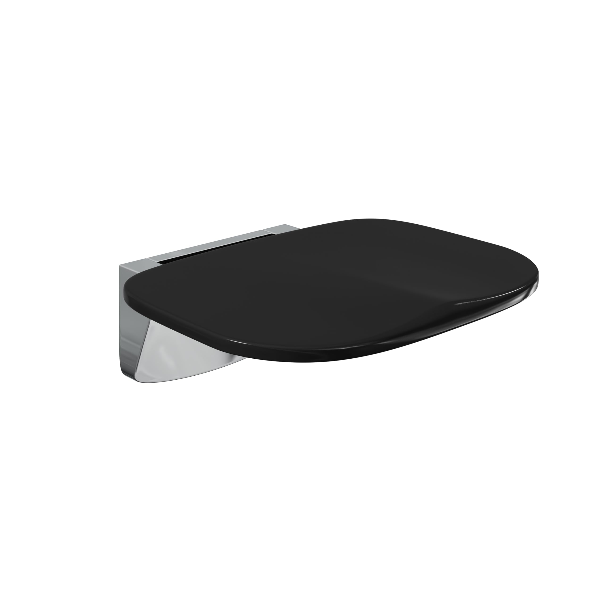 Flode Fold Down Shower Seat – Gloss Black Wall Mounted Shower Seat Space Saving Folding Shower Chair for Disabled Elderly & Accessible Wet Rooms