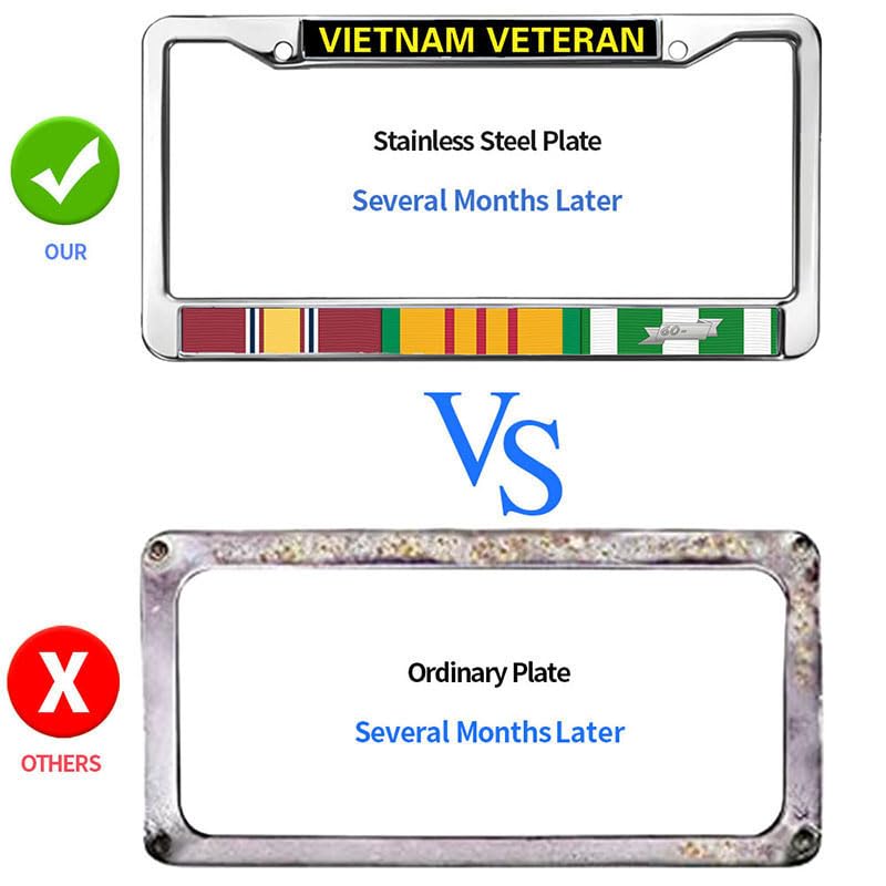 Image of Vietnam Veteran Flag Rattle-Proof License Plate Frame US Veteran Pride License Plate Frame Custom for Car Lover