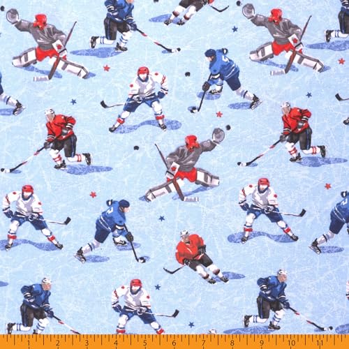 Premium Double Brushed Cotton Flannel with Hockey Player Print in Light Blue – Perfect for Quilting, Apparel, and Crafts, Sold by the Yard 6 Premium Double Brushed Cotton Flannel with Hockey Player Print in Light Blue – Perfect for Quilting, Apparel, and Crafts, Sold by the Yard - Image 5