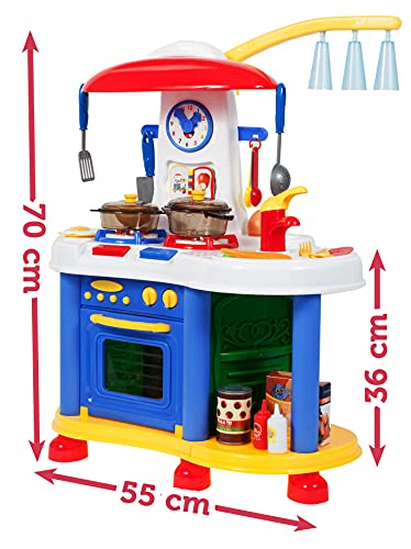 MalPlay Blaue Kinderküche | Spielküche mit Herdplatte und Uhr | mit Zuberhör und Produkte | Rollenspiel Geschenk für… – Bild 4
