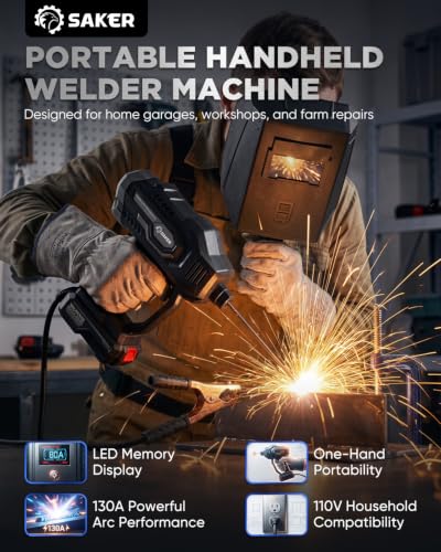 Image of Saker 130A Handheld Stick Welder, 110V Inverter with Digital Display