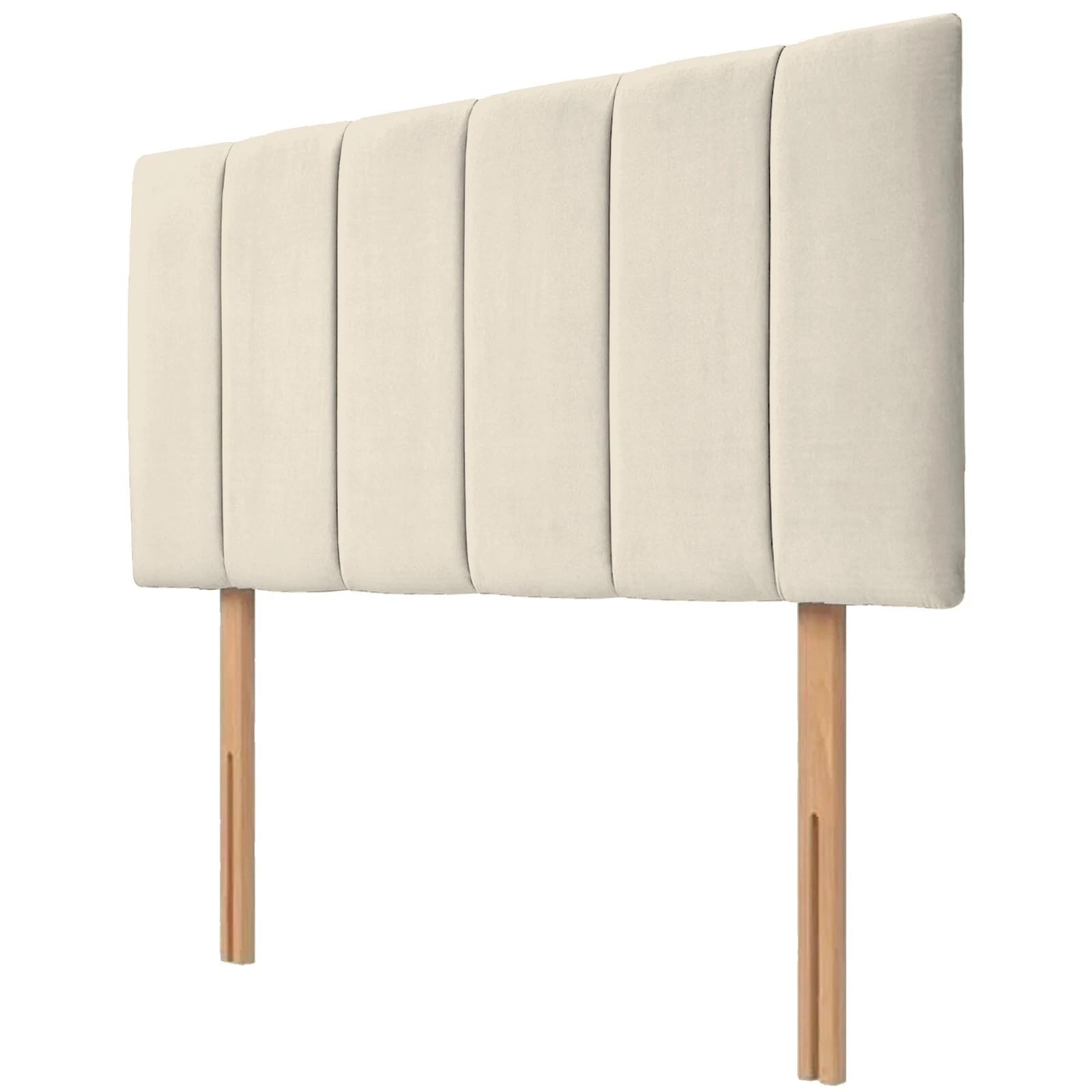 NK Velvet Upholstered Headboard for Divan Beds – 20-Inch Lined, Extra Padded Plush Headboard with Struts – Luxury Bedroom Furniture (Cream, 5ft King)