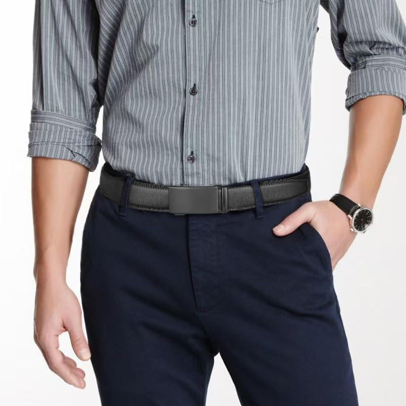 Image of Men's Belt, Ratchet Dress Casual Belt with Adjustable Automatic Buckle Trim to Fit
