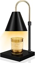 Candle Warmer, Candle Warmer Lamp with Timer Dimmable and Adjustable Height Candle Lamp Warmer Compatible with Jar Candles for Home Decor Electric Wax Melter Warmer, Wooden Base (Black)