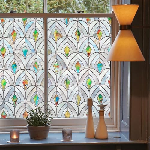 Fensterfolie selbstklebend 3D Buntglas-Fensterfolie...