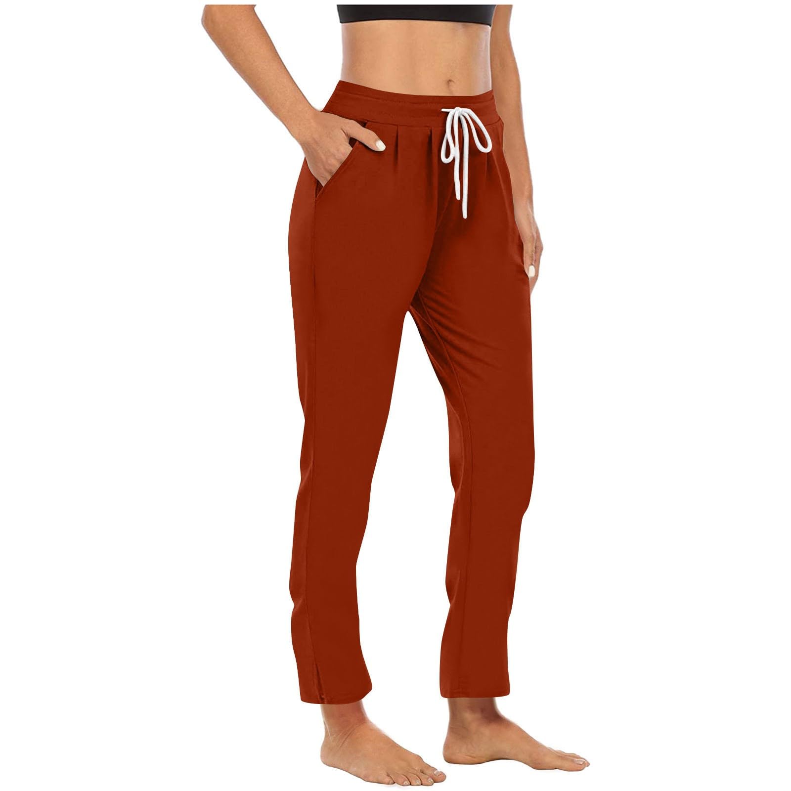 Lounge Pants for Women High Waist Straight Leg Yoga Joggers Lightweight Casual Athletic Workout Trousers with Pockets — view 19