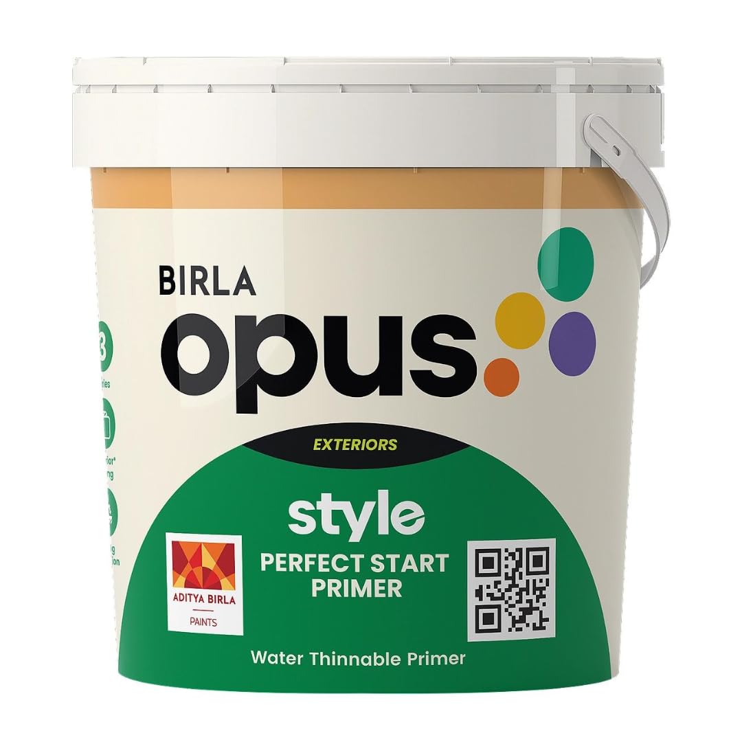 Birla Opus Style Perfect Start Primer, Superior Hiding Power, Easy Application, Peel Protection, Enhances Color Vibrancy 10 Litre - White