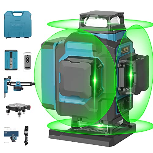 Takamine 16 Lines Green Laser Level Pro, 4x360Â° 4D Green Cross Line Professional Laser for Construction, Two 360Â° Vertical and Two 360Â° Horizontal Laser Level Pulse Mode & Remote Controller