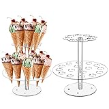 2 Pieces Cone Holder Stand Ice Cream Cone Holders Double Layer Acrylic Cone Display Stand Clear...