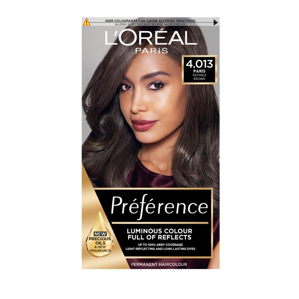 L'Oreal Paris Preference Hair Dye, Long Lasting, Luminous Permanent Hair Colour, 4.013, Paris