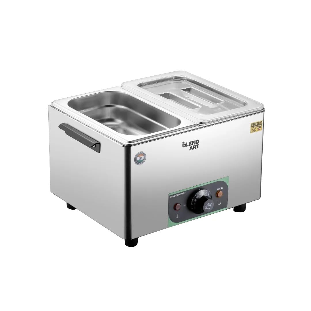 Blend Art Chocolate Tempering Machine -2-Tank 1000W Electric Chocolate Melter with Temperature Control | Dual Pot for Melting Chocolate, Cheese, Milk | Commercial Stainless Steel Chocolate Melting Pot