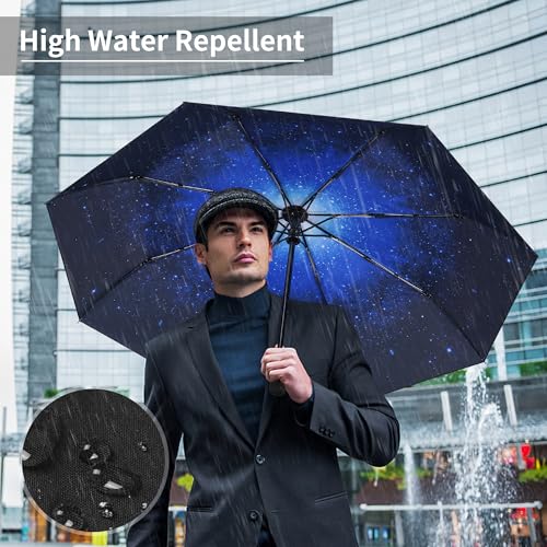 Image of Seniny Windproof Travel Umbrella, Automatic Umbrellas for Rain, Portable & Compact Umbrellas for Backpack, Strong UV for Protection, Folding Small Sun Umbrella for Car, Walking, Coral Pink, 38 inches