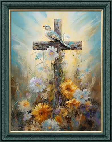 Image of Leczany Cross Stitch Stamped Kit for Beginner - Birds and Crosses | DIY Embroidery Starter Patterns Craft Kit Needlepoint for Adults | 11CT, 3 Strands | 13x16.9 inches