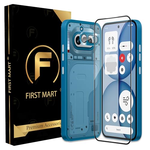 Image of FIRST MART Tempered Glass for Nothing Phone 4A 5G with Blue Camera Ring Guard & Installation Kit | HD Clear Edge-to-Edge Screen Protector, Scratch Resistant, Case-Friendly | Pack of 1