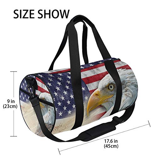 Eagle With American Flag Duffel Bag,Canvas Travel Bag For Gym Sports And Overnight #TOP3