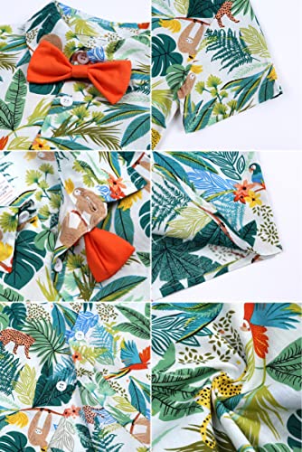 Image of Toddler Baby Boy Summer Clothes Set Floral Shirt Bow-tie Shorts Hawaiian Outfit