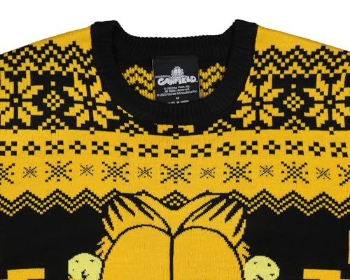 Garfield Men's Big Grin Fair Isle Design Knit Pullover Holiday Ugly Christmas Sweater4