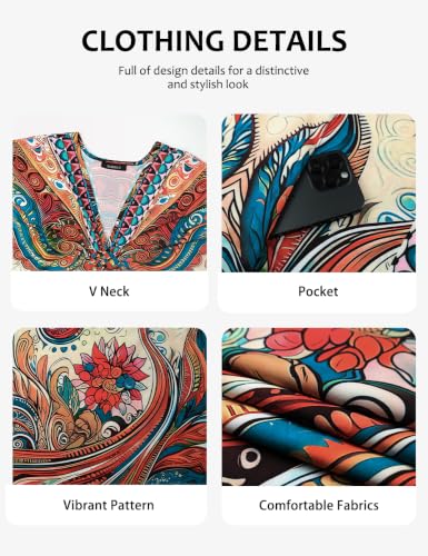 Image of Bsubseach Moo Moos for Women Batwing Sleeve Kaftan Dresses with Pockets