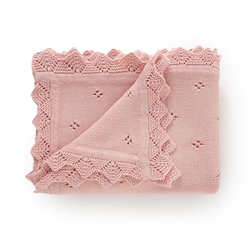 Image of mimixiong Cotton Baby Blanket Knitted Crochet Receiving Crib | Nursery Swaddling Blankets for Newborn Baby Boy Girl