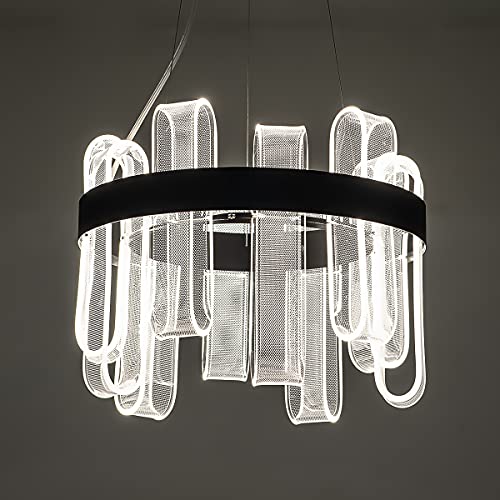 Product Deal Modern LED Pendant Light, 10-Lights Contemporary Acrylic Ceiling Pendant Lighting Fixture Chandelier for Kitchen Island Living Room Dining Room, 40W 4000K Nature White, Mesh