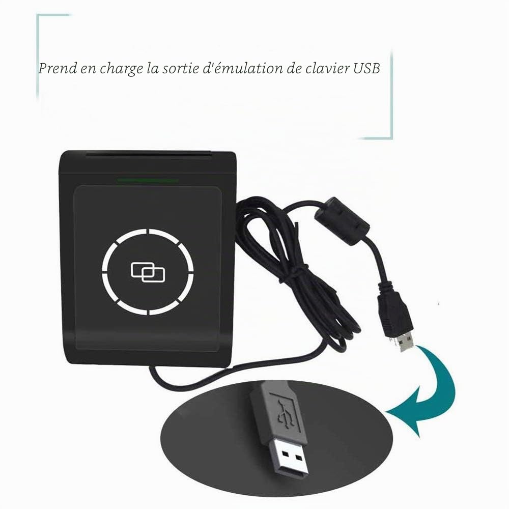 FONGWAH Lecteur de Cartes RFID 13,56 MHz Sortie émulateur de Clavier en Lecture Seule pour Cartes S50/S70/Desfire/Pro