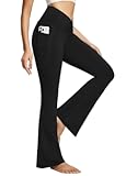 Women&apos;s V Crossover Flare Leggings with Pockets Yoga Pants High Waist Casual Workout Gym Bell Bottom Leggings