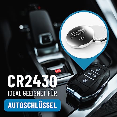 ABSINA® CR2430 Knopfzelle 5er Pack - CR 2430 3V Knopfzellen auslaufsicher & Lange Haltbarkeit - Knopfbatterie CR2430, Batterie 2430, Knopfzellen CR2430, Batterien CR2430, CR 2430 Knopfzelle 2
